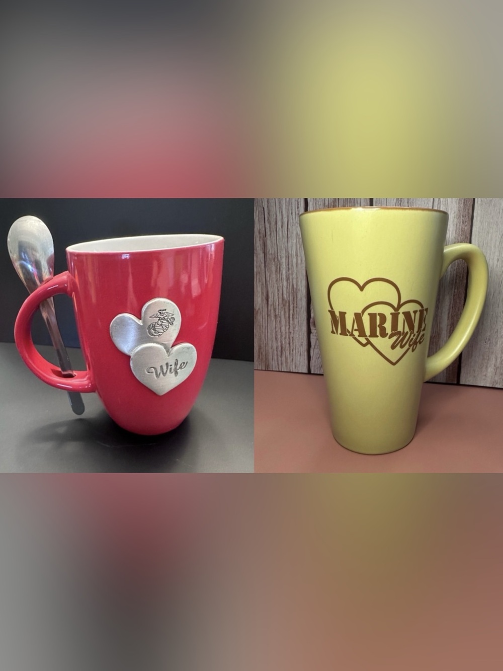 Marine Wife Mug Bundle with Spoon | Military Spouse Coffee Cup Set
